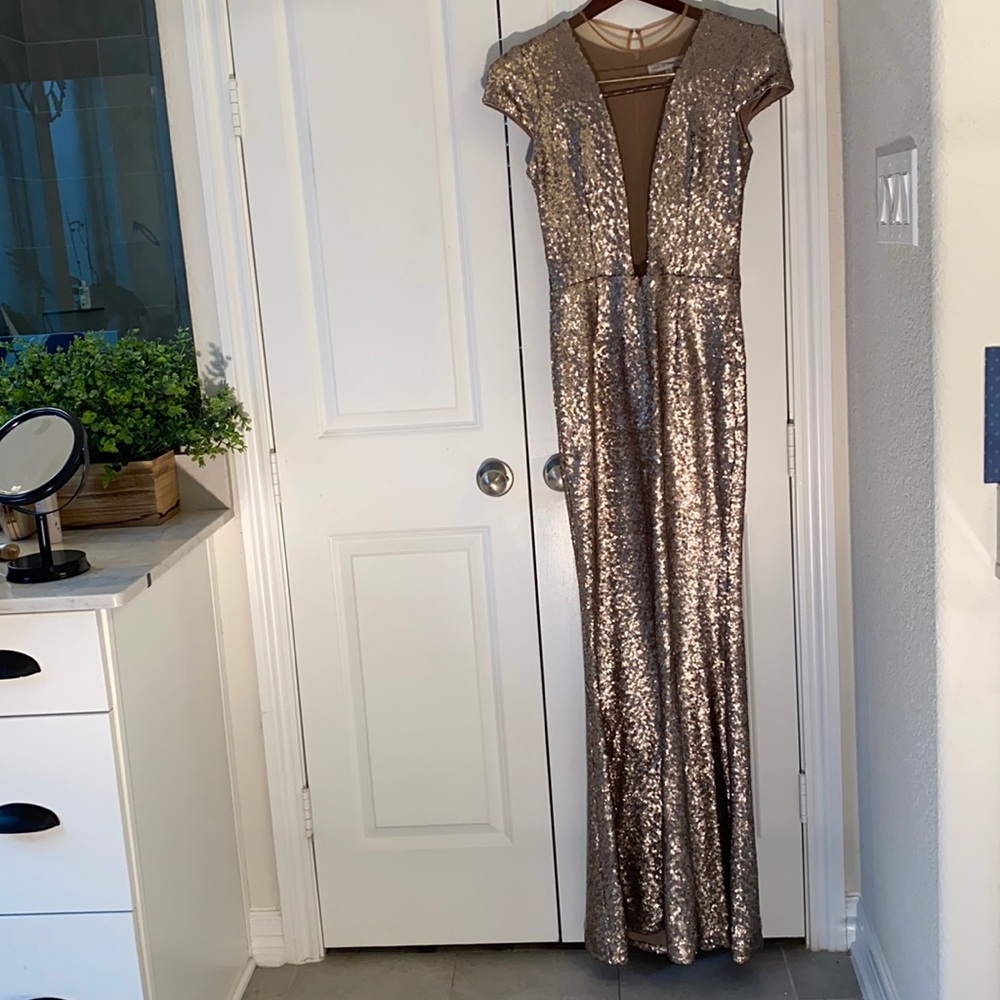 Gorgeous copper sequin Dress the Population gown